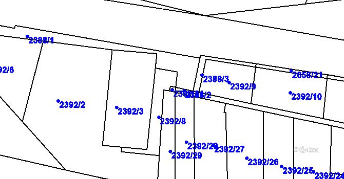 Parcela st. 2392/31 v KÚ Teplice, Katastrální mapa