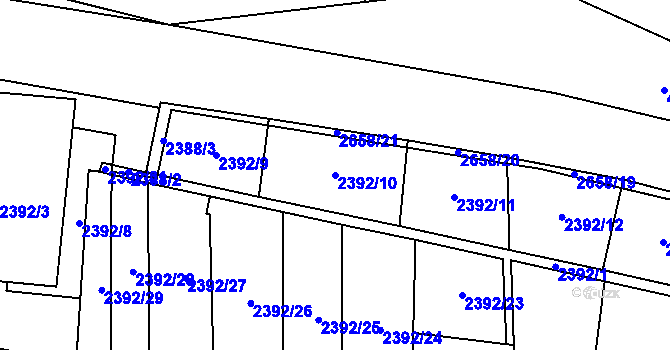 Parcela st. 2392/10 v KÚ Teplice, Katastrální mapa
