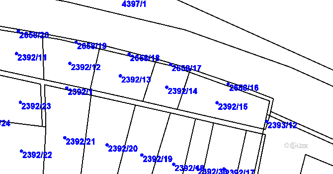 Parcela st. 2392/14 v KÚ Teplice, Katastrální mapa