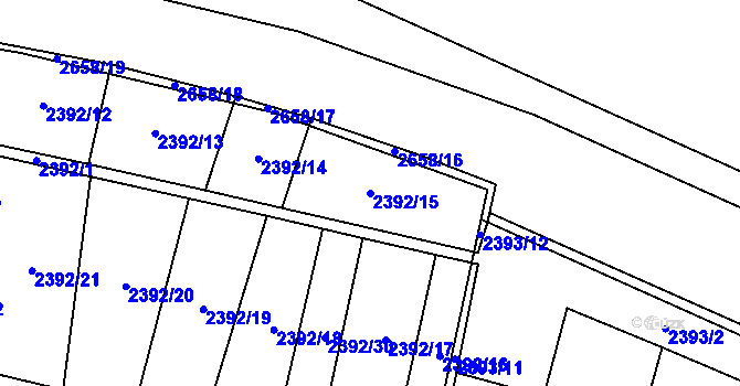 Parcela st. 2392/15 v KÚ Teplice, Katastrální mapa