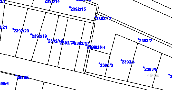 Parcela st. 2392/16 v KÚ Teplice, Katastrální mapa