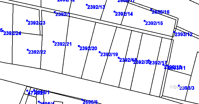 Parcela st. 2392/19 v KÚ Teplice, Katastrální mapa