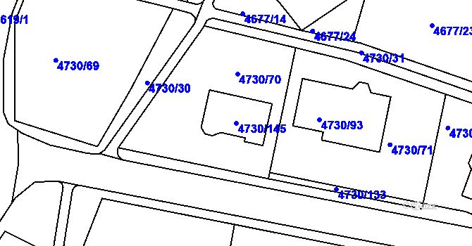 Parcela st. 4730/145 v KÚ Teplice, Katastrální mapa