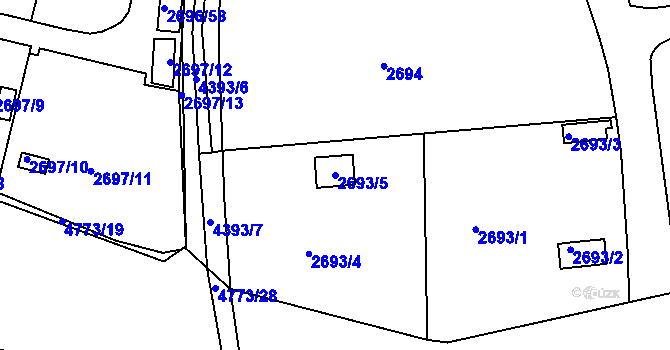 Parcela st. 2693/5 v KÚ Teplice, Katastrální mapa
