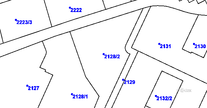 Parcela st. 2128/2 v KÚ Teplice, Katastrální mapa