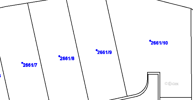 Parcela st. 2661/9 v KÚ Teplice, Katastrální mapa