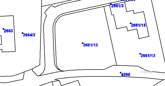 Parcela st. 2661/13 v KÚ Teplice, Katastrální mapa