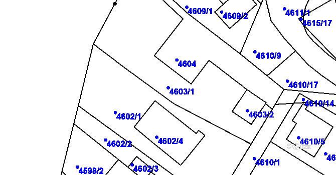 Parcela st. 4603/1 v KÚ Teplice, Katastrální mapa