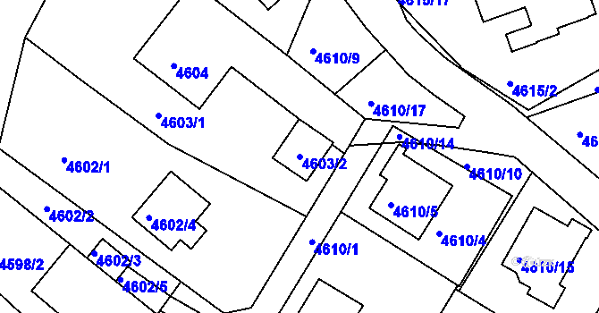 Parcela st. 4603/2 v KÚ Teplice, Katastrální mapa