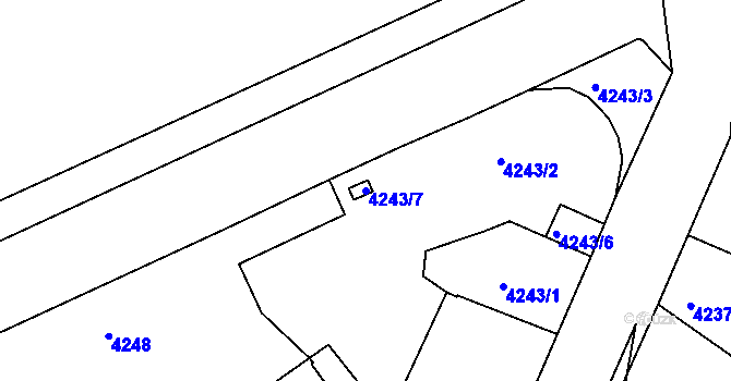 Parcela st. 4243/7 v KÚ Teplice, Katastrální mapa
