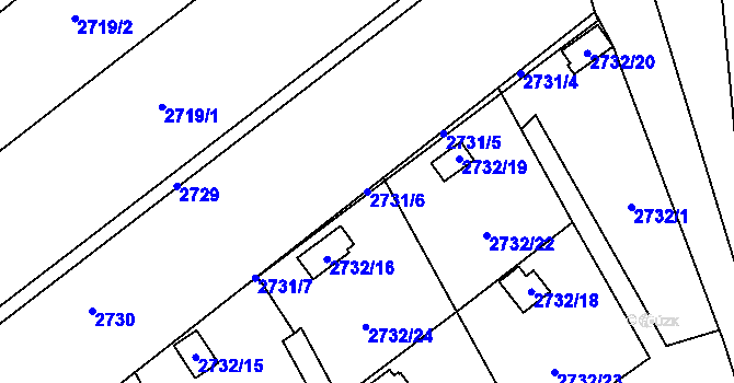 Parcela st. 2731/6 v KÚ Teplice, Katastrální mapa