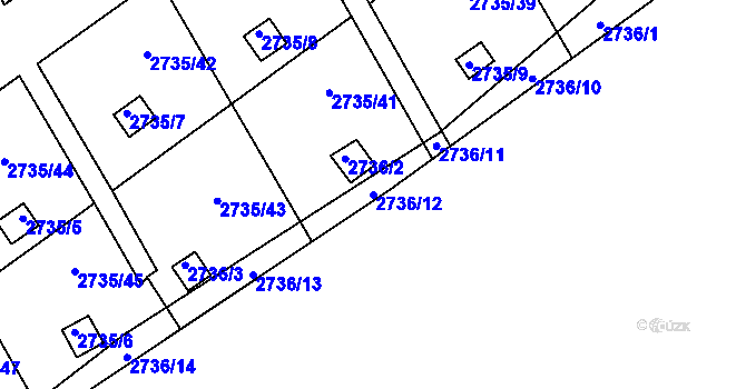 Parcela st. 2736/12 v KÚ Teplice, Katastrální mapa