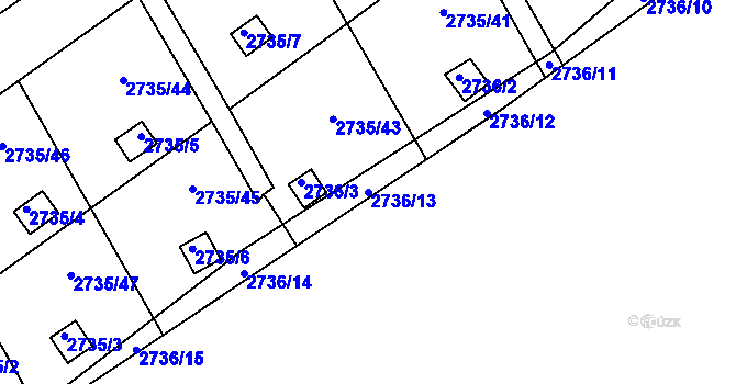 Parcela st. 2736/13 v KÚ Teplice, Katastrální mapa