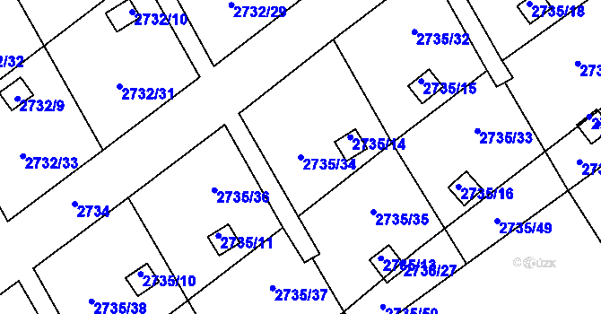 Parcela st. 2735/34 v KÚ Teplice, Katastrální mapa
