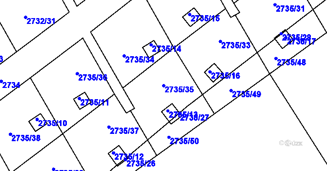 Parcela st. 2735/35 v KÚ Teplice, Katastrální mapa