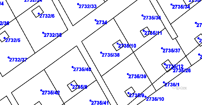 Parcela st. 2735/38 v KÚ Teplice, Katastrální mapa