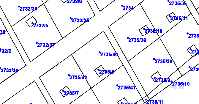 Parcela st. 2735/40 v KÚ Teplice, Katastrální mapa