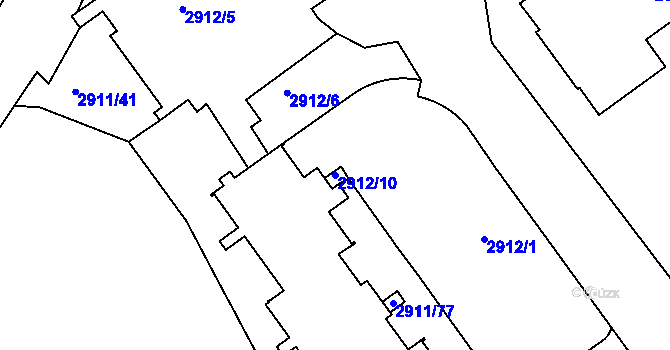 Parcela st. 2912/10 v KÚ Teplice, Katastrální mapa