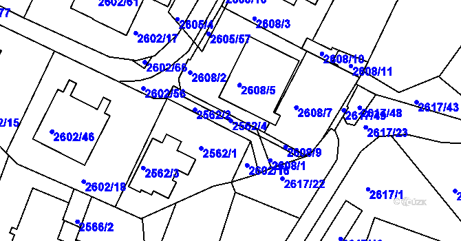 Parcela st. 2562/4 v KÚ Teplice, Katastrální mapa