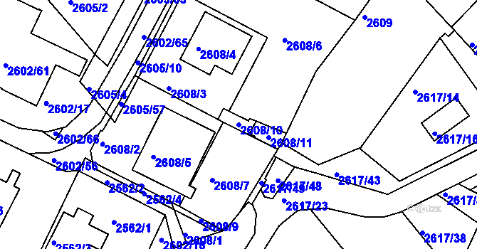 Parcela st. 2608/10 v KÚ Teplice, Katastrální mapa