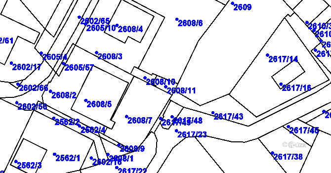 Parcela st. 2608/11 v KÚ Teplice, Katastrální mapa