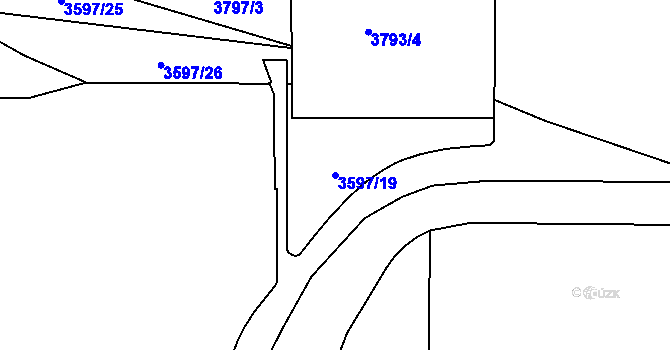 Parcela st. 3597/19 v KÚ Teplice, Katastrální mapa