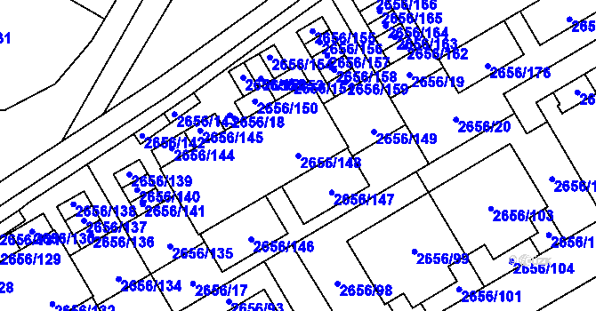 Parcela st. 2656/148 v KÚ Teplice, Katastrální mapa