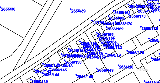 Parcela st. 2656/155 v KÚ Teplice, Katastrální mapa