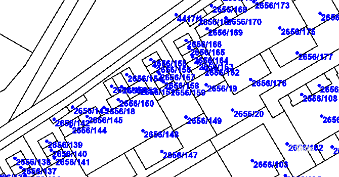 Parcela st. 2656/159 v KÚ Teplice, Katastrální mapa