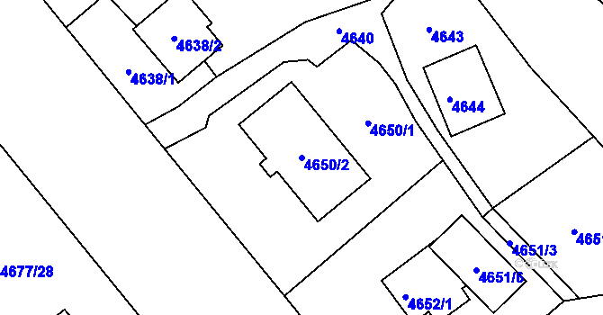 Parcela st. 4650/2 v KÚ Teplice, Katastrální mapa