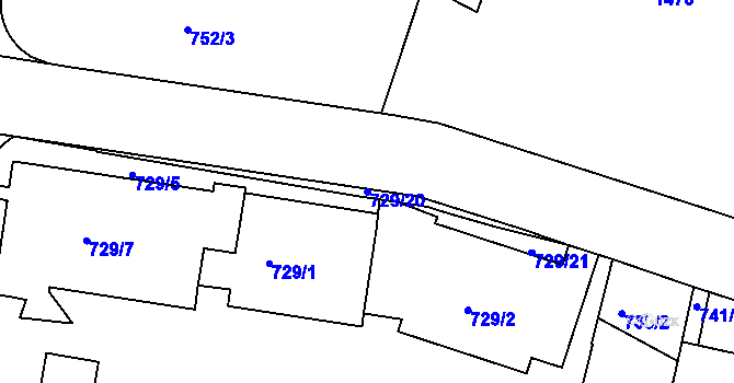 Parcela st. 729/20 v KÚ Teplice, Katastrální mapa