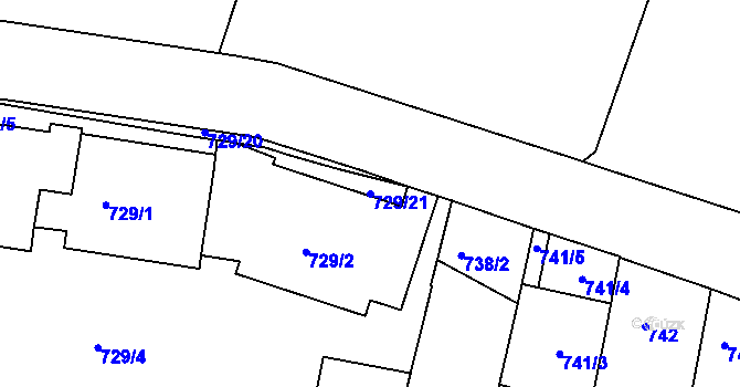 Parcela st. 729/21 v KÚ Teplice, Katastrální mapa