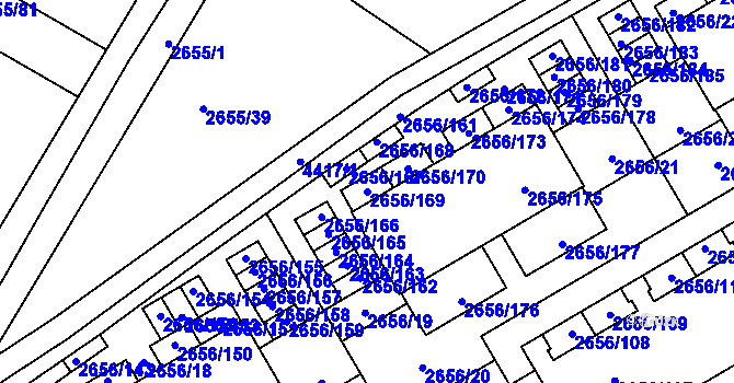 Parcela st. 2656/169 v KÚ Teplice, Katastrální mapa