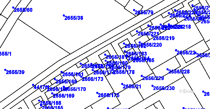 Parcela st. 2656/181 v KÚ Teplice, Katastrální mapa