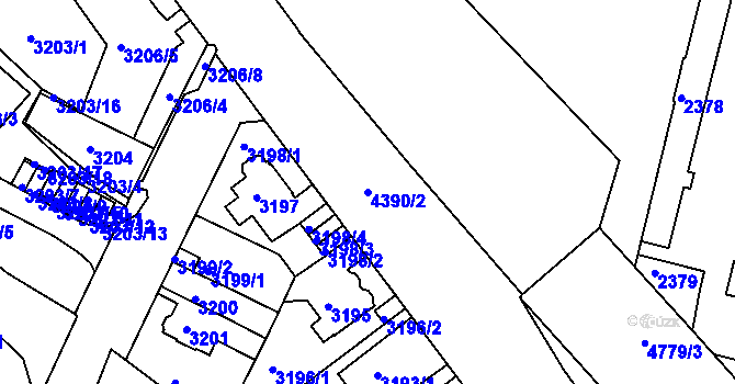 Parcela st. 4390/2 v KÚ Teplice, Katastrální mapa