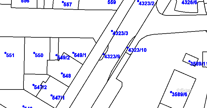 Parcela st. 4323/9 v KÚ Teplice, Katastrální mapa