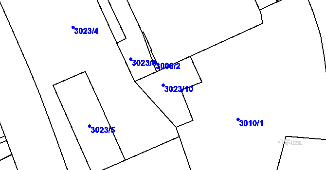 Parcela st. 3023/10 v KÚ Teplice, Katastrální mapa