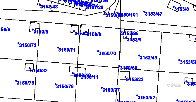 Parcela st. 3150/70 v KÚ Teplice, Katastrální mapa