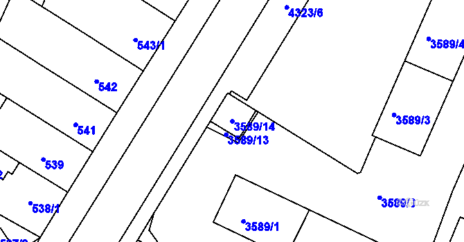 Parcela st. 3589/14 v KÚ Teplice, Katastrální mapa