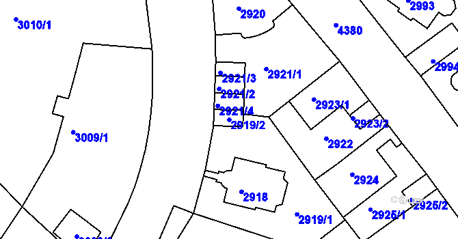 Parcela st. 2919/2 v KÚ Teplice, Katastrální mapa