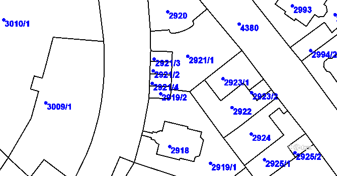 Parcela st. 2921/5 v KÚ Teplice, Katastrální mapa