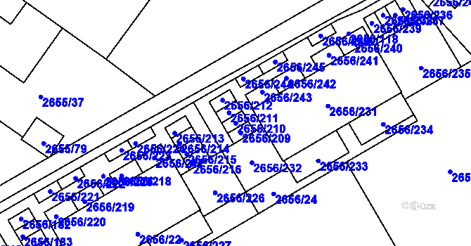 Parcela st. 2656/210 v KÚ Teplice, Katastrální mapa