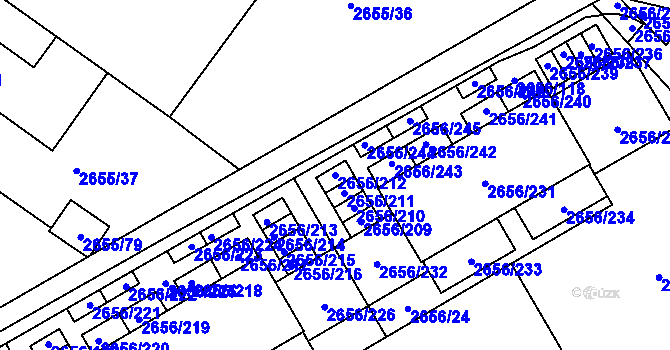 Parcela st. 2656/212 v KÚ Teplice, Katastrální mapa