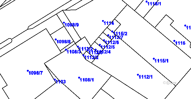 Parcela st. 1112/4 v KÚ Teplice, Katastrální mapa