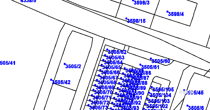 Parcela st. 3505/63 v KÚ Teplice, Katastrální mapa
