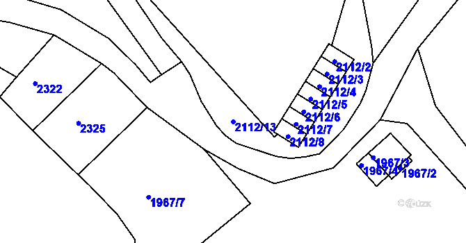 Parcela st. 2112/13 v KÚ Teplice, Katastrální mapa