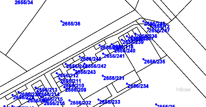Parcela st. 2656/241 v KÚ Teplice, Katastrální mapa