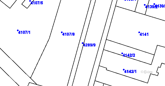 Parcela st. 4289/9 v KÚ Teplice, Katastrální mapa