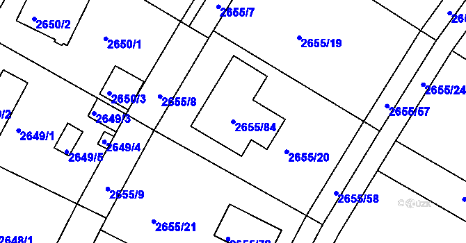 Parcela st. 2655/84 v KÚ Teplice, Katastrální mapa