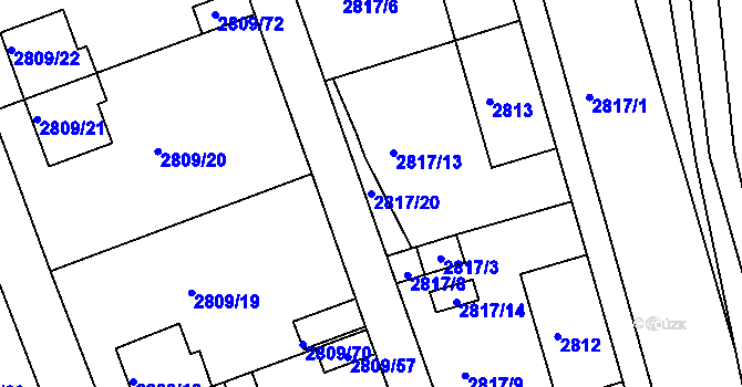 Parcela st. 2817/20 v KÚ Teplice, Katastrální mapa